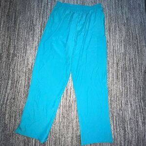 SAMANTHA MARA 4 Way Stretch Scrub Pants Size XL Aqua Blue Pull On Drawstring New